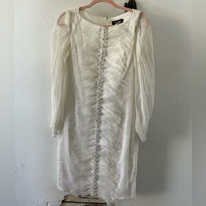 Vintage Tadashi Shoji Feather Sequin Dress
